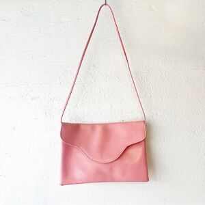VINTAGE Pink Shoulder Purse with Scalloped Flap